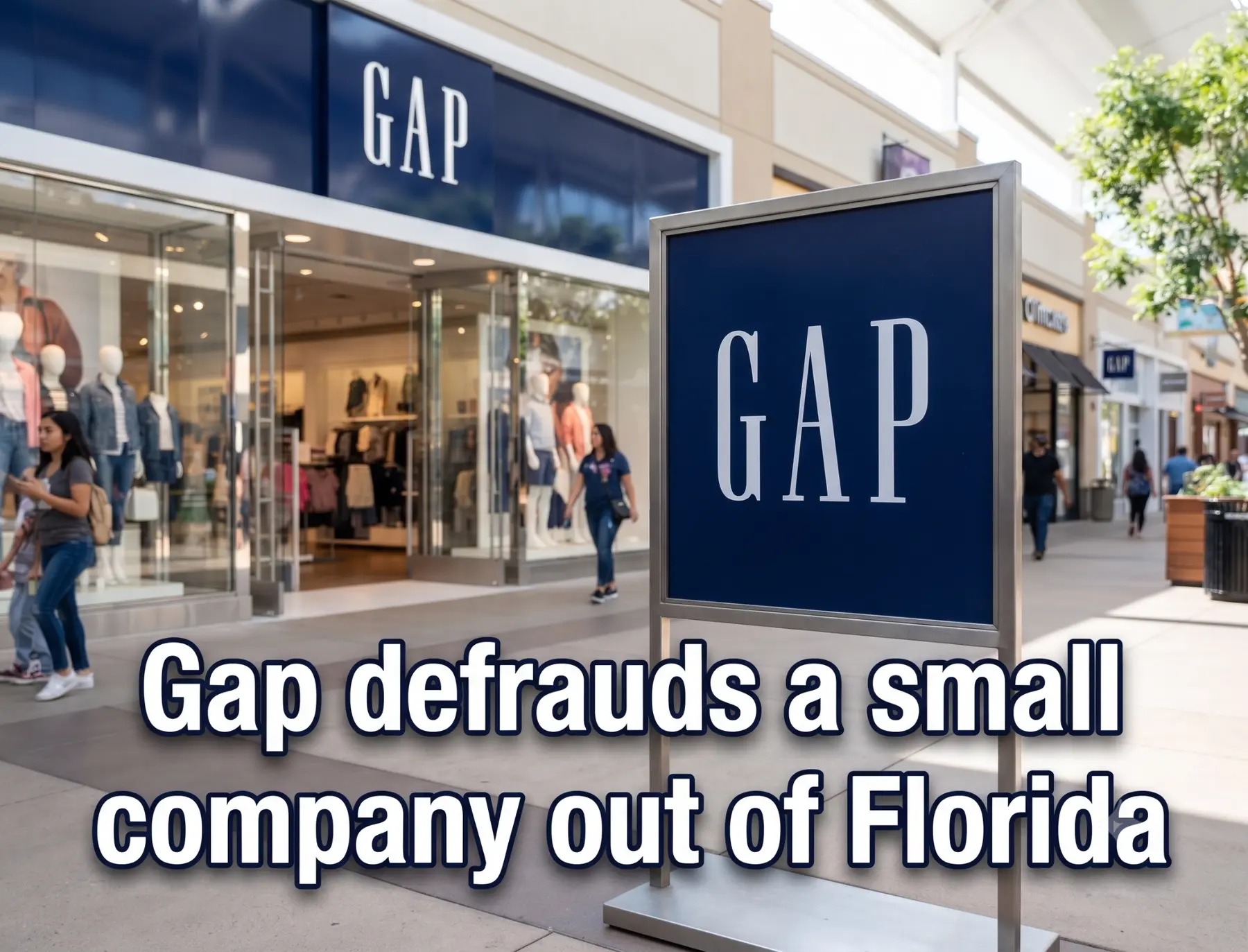 Gap storefront and headline concerning a Florida company